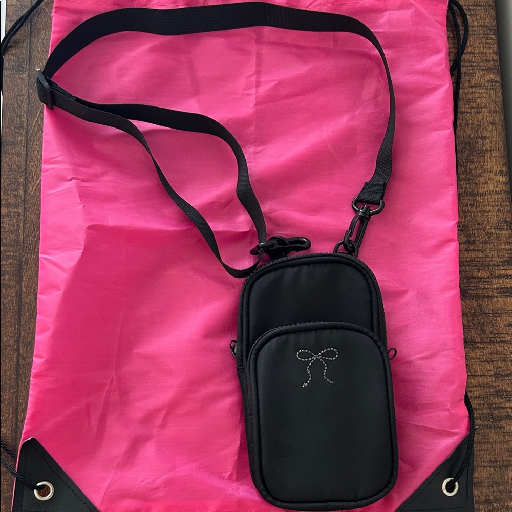 Black & clear Crossbody bag / adjustable waist Pouch with clear view for phone